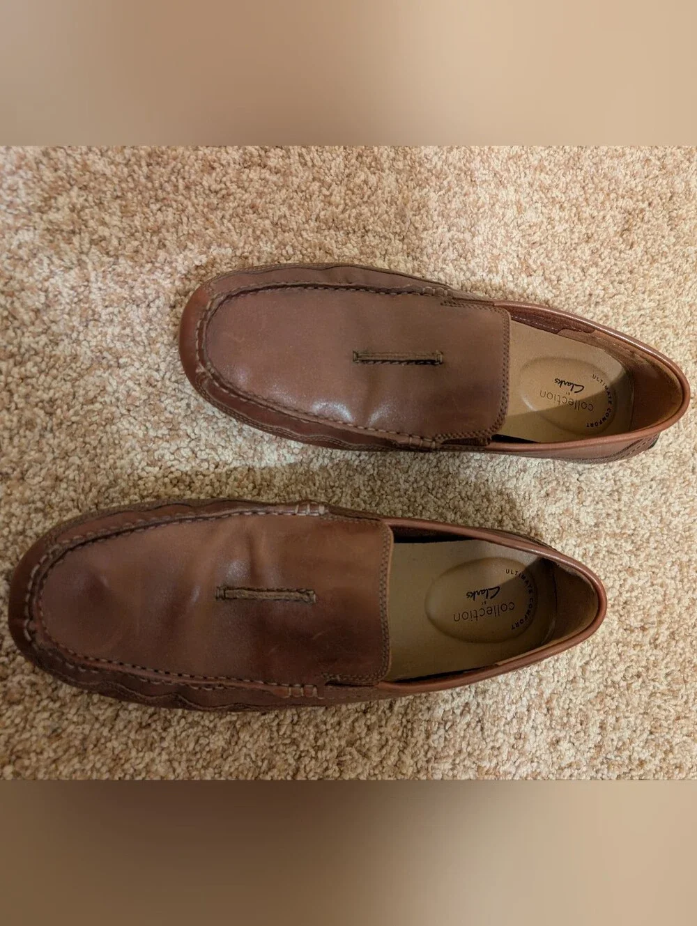 Clarks Men's Brown Leather Slip-On Loafers